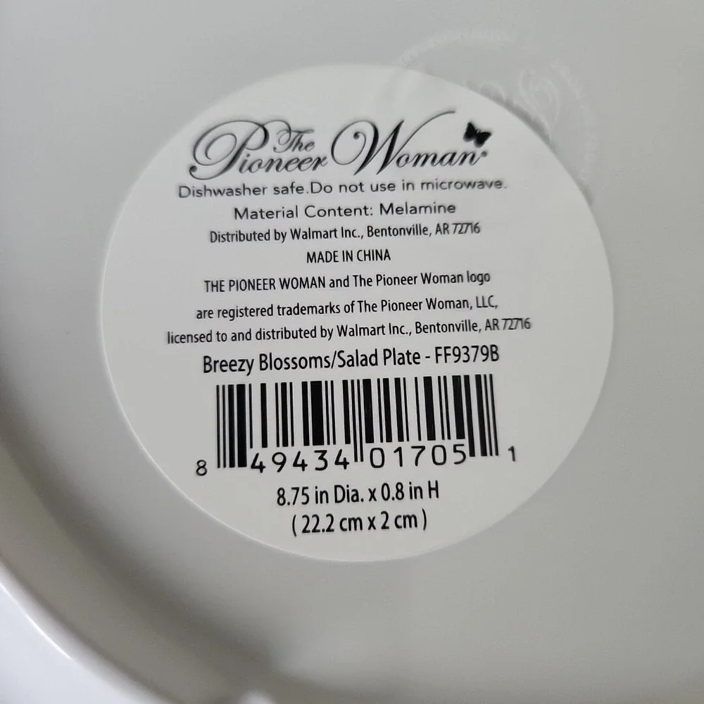 Pioneer Woman Breezy Blossom Indoor Outdoor Melamine Set of‎ 4 Salad Plates NEW